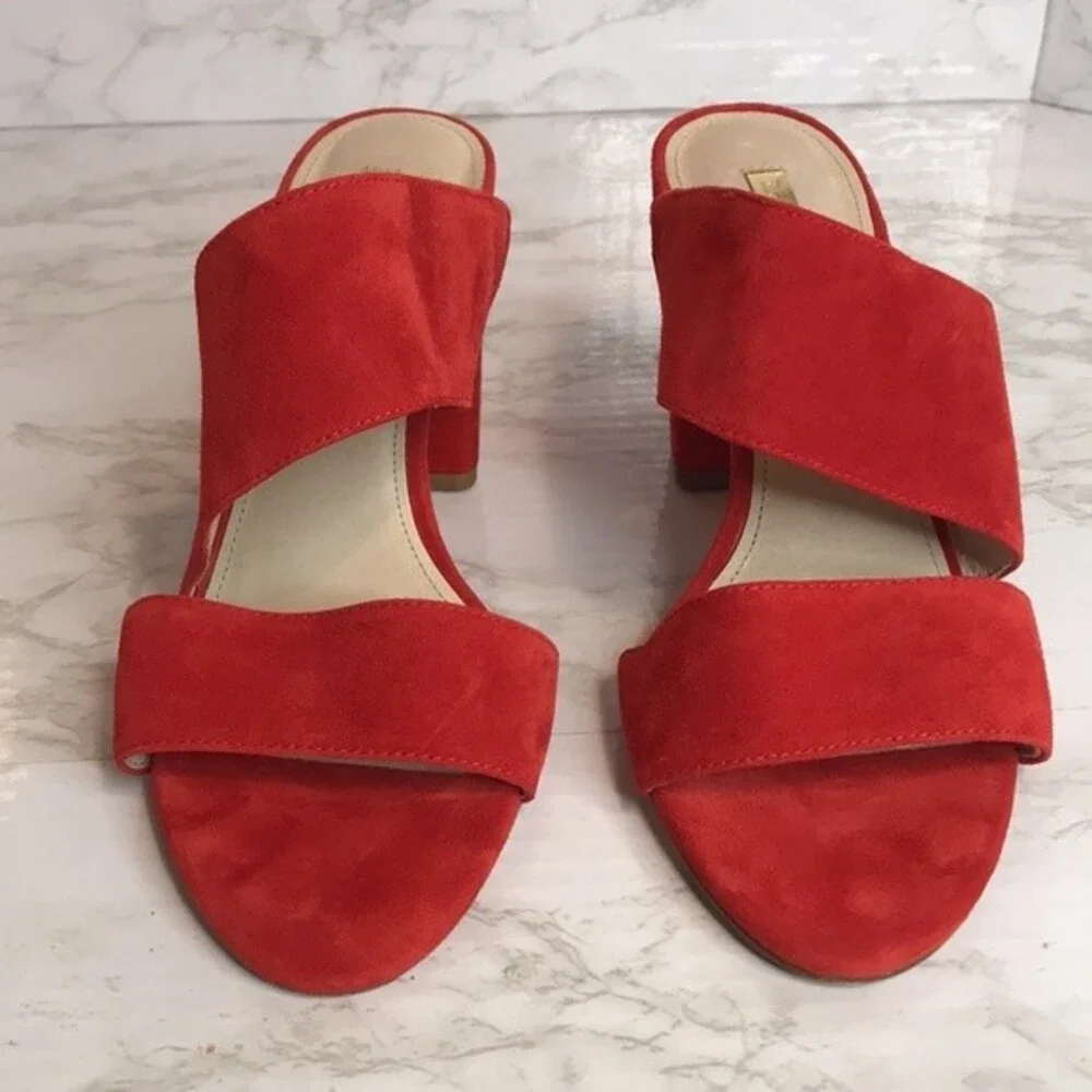 Louise et cie red orange suede strappy block heels  shoes size 8.5m - Picture 5 of 11